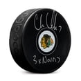 thumbnail image 1 of Chris Chelios Signed Chicago Blackhawks Hockey Puck with 3x Norris Note, 1 of 2