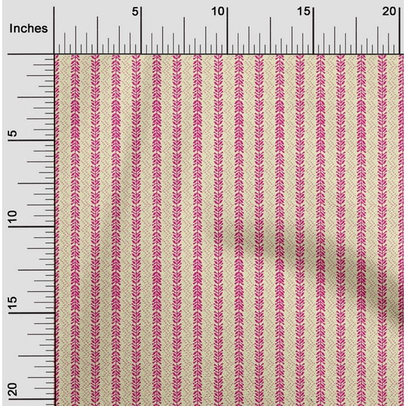 oneOone Cotton Flex Fabric Dotted Chevron & Leaves Block Printed Fabric 1 Yard 40 Inch Wide