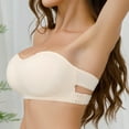 thumbnail image 6 of UoCefik Strapless Bras for Women Bandeau Bralette Seamless Wireless Strapless Bra Padded Tube Top Beige 40, 6 of 7