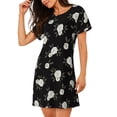 thumbnail image 2 of Balery Rose Flowers Camisón de manga corta con cuello redondo para mujer, cómodo y elegante., 2 of 6