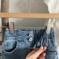 thumbnail image 6 of Qingpeng Girls Simple Jeans, 2-10T Elastic Band High Stretch Flared Denim Pants, 6 of 7