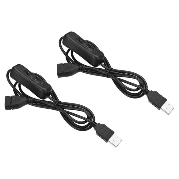 Uxcell USB Extension Cable with ON/Off Switch Extension Power Cords Adapter with LED Indicator Black 2 Pack