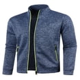 thumbnail image 3 of Men Zip Up Knit Jacket Casual Loose Stand Collar Long Sleeve Jacket, 3 of 6