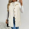 thumbnail image 2 of Htigea Fall Vest for Women Fleece Sleeveless Button Up Jackets Soft Comfy Casual Coats Ladies Lapel Vests with Pockets White S, 2 of 9