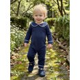 thumbnail image 6 of Cenuakty Baby Fall Romper White Trim Long Sleeve Doll Collar Full Length Jumpsuit for Infant Boys and Girls, 6 of 9
