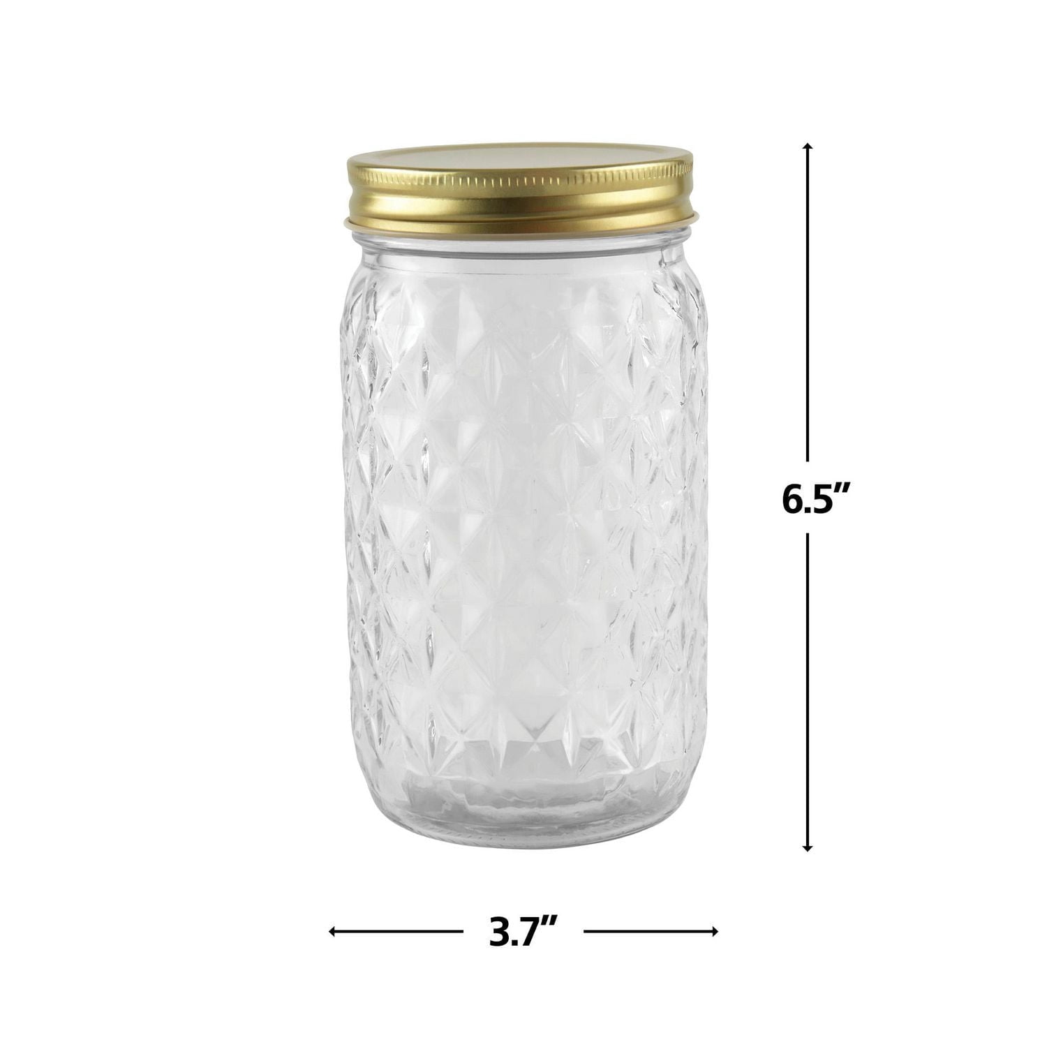 Pot en verre embossé de 1 L