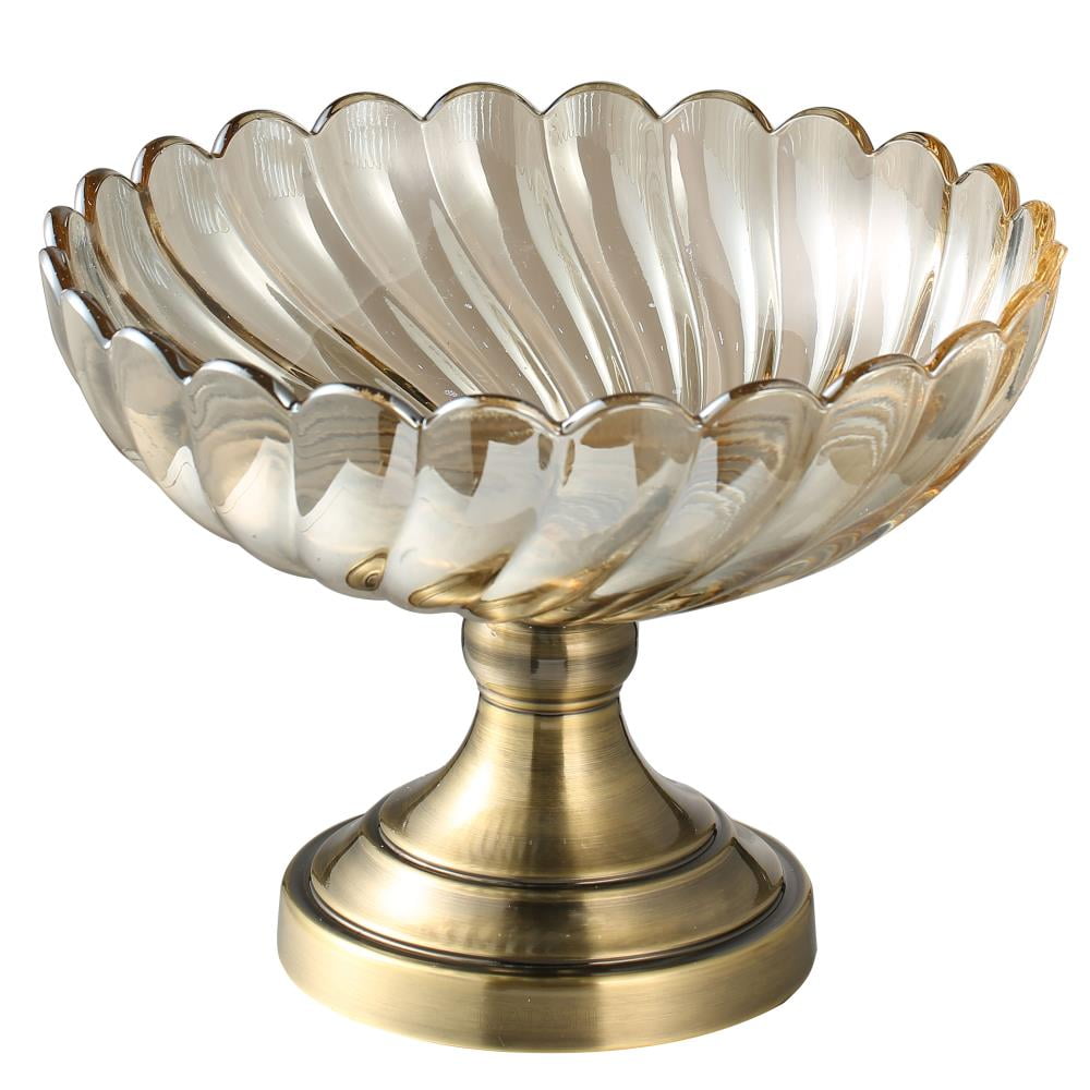 Matashi Champagne Colored Vintage Glass Candy Dish Elegant Snack Bowl