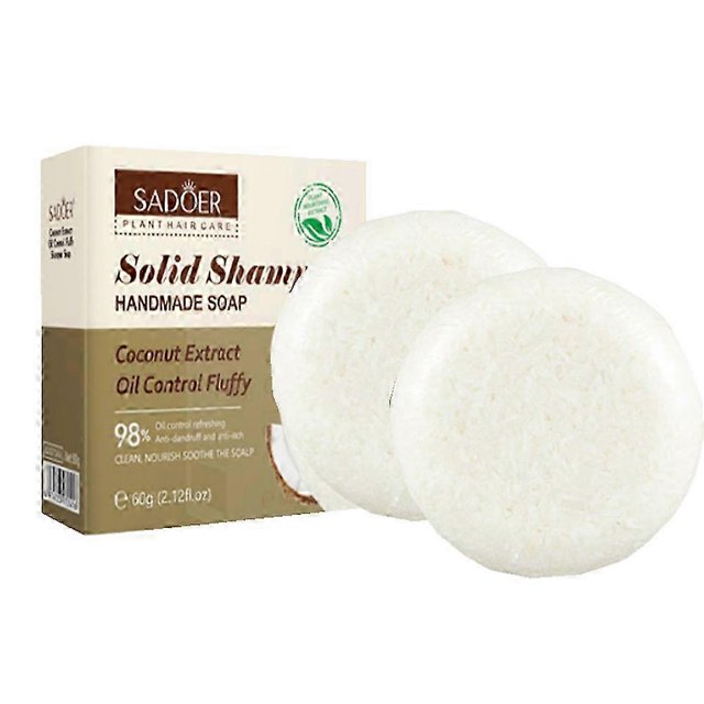 1-3x 60g Champú esponjoso con aceite de coco anticaída, barra de champú espesa e hidratante, barra de champú acondicionador para masaje del cuero cabelludo, 2 unidades