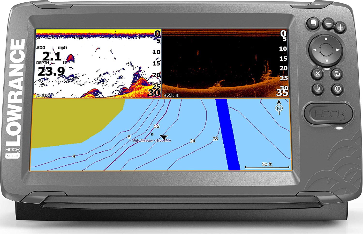 Lowrance Us Inland Maps Lowrance Hook2 9 - 9-Inch Fish Finder With Splitshot Transducer And Us /  Canada Navionics+ Map Card - Walmart.com