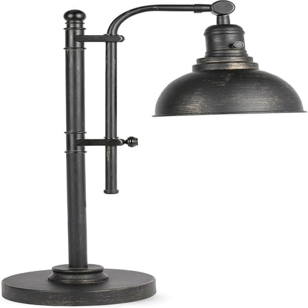 Lamp Black Adjustable, Industrial Style Metal Task Lamp (25"-29"), Vintage Work Lamp, Farmhouse Reading Lamp in Aged Bronze Finish