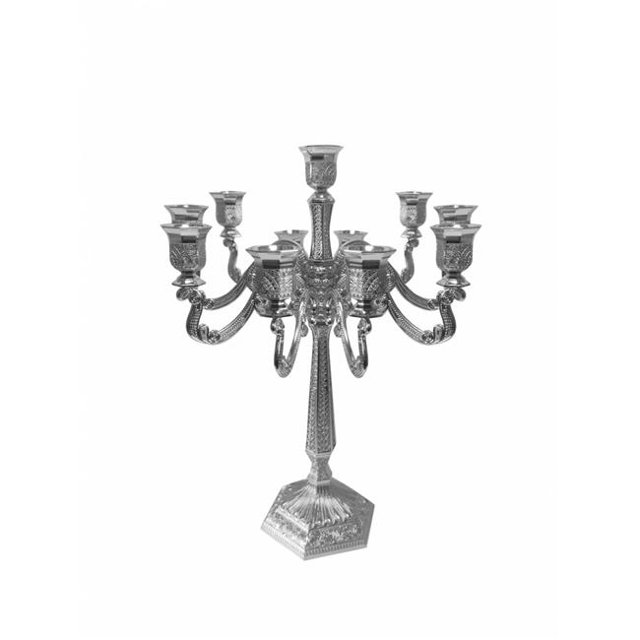 Nua 59627 18 in. Filigree 11 Light Candelabra, Silver