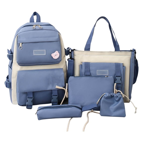 Backpack Set Large Capacity Messenger Bag Pencil Case Handbag Lightweight Canvas Durable Zipper Closure Adjustable Shoulder Straps Spacious Travel Day Trip Organizer