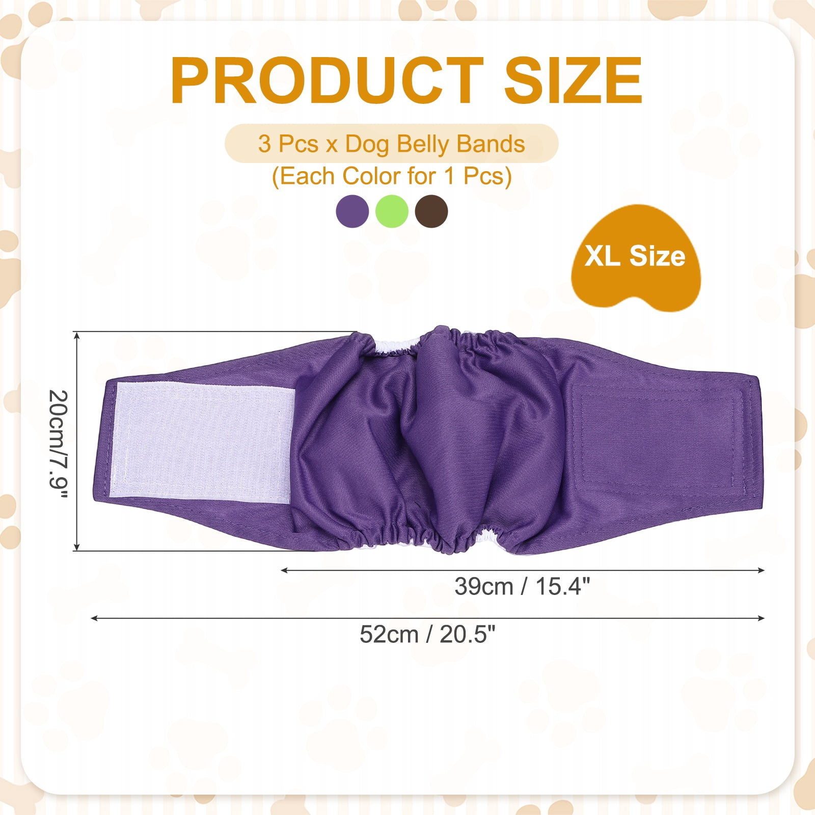 Uxcell Belly Bands for Male Dogs, Reusable Washable Dog Diapers High Absorbing Wrap Diapers, (3Pcs, XL, Green, Purple, Coffee), Intended for Male Small Doggie/Puppies Training