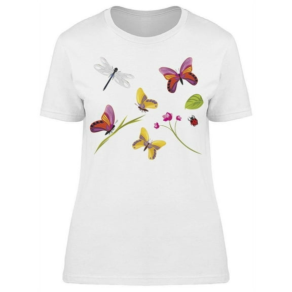 Colorful Insects And Plants T-Shirt Women -Image by Shutterstock, Female Large