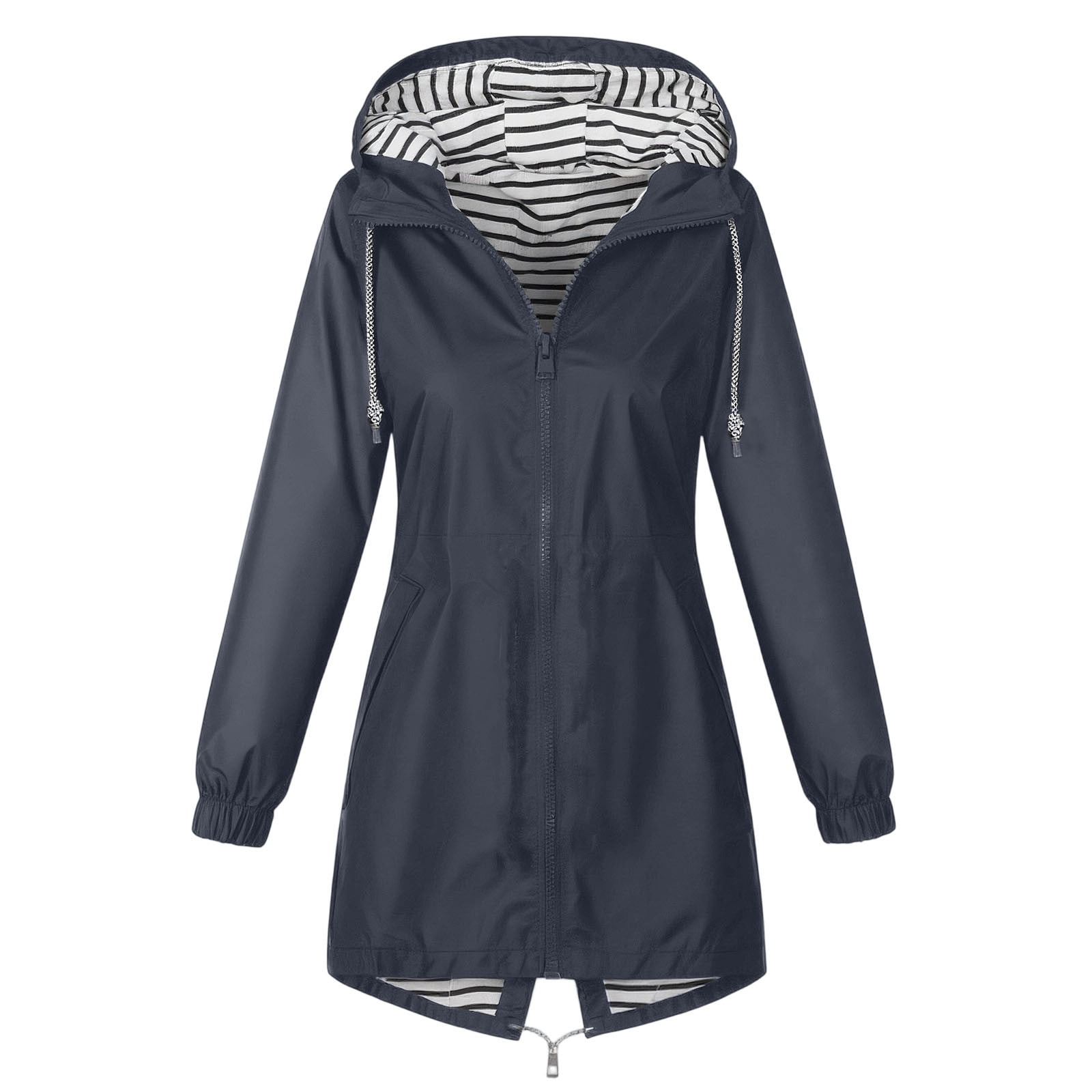 Horkkom Plus Size Rain Jackets for Women Waterproof Outdoor Rain Coats Zip Up Hoodie with Hood Pockets Drawstring XXXXXL, Gifts for Women