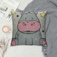 thumbnail image 2 of Orinice  Hippo Throw Pillow Cover Cartoon Cute Animal Star Comic Portrait Funny Happiness Smile Adorable Pillow Case  Decorative Men Women Boy Girl Room Cushion Cover for Home Couch Bed White, 2 of 5