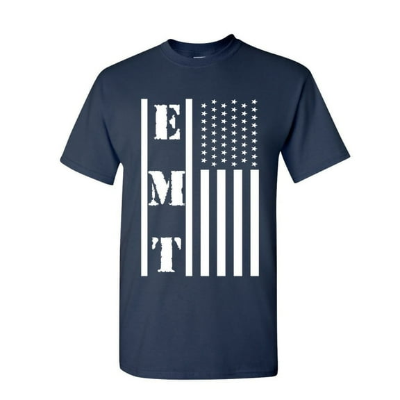 Tee Hunt EMT Stars and Stripes T-Shirt First Responders Paramedic EMs Shirt