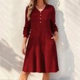 thumbnail image 2 of ZHOGXU Fashion Womens Bodycon Midi Dresses Solid Color V Neck Long Sleeve Fitted Button Front Weekend Outdoor Wear, 2 of 5