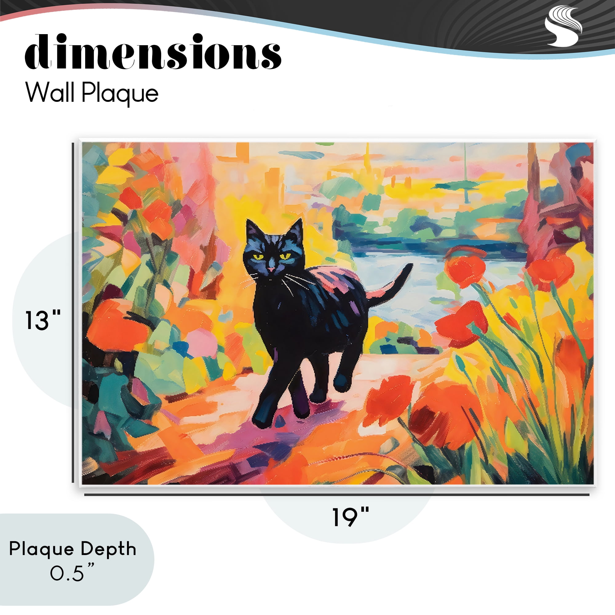 Stupell Industries Sunlit Black Cat in Garden Wall Plaque Art, design by Creative Studio