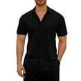 thumbnail image 2 of BiZtdJrK Men's Button Down Shirts Summer Short Sleeve Beach Tops Solid Casual Lapel Blouses Wedding Dress Shirts Black S, 2 of 7