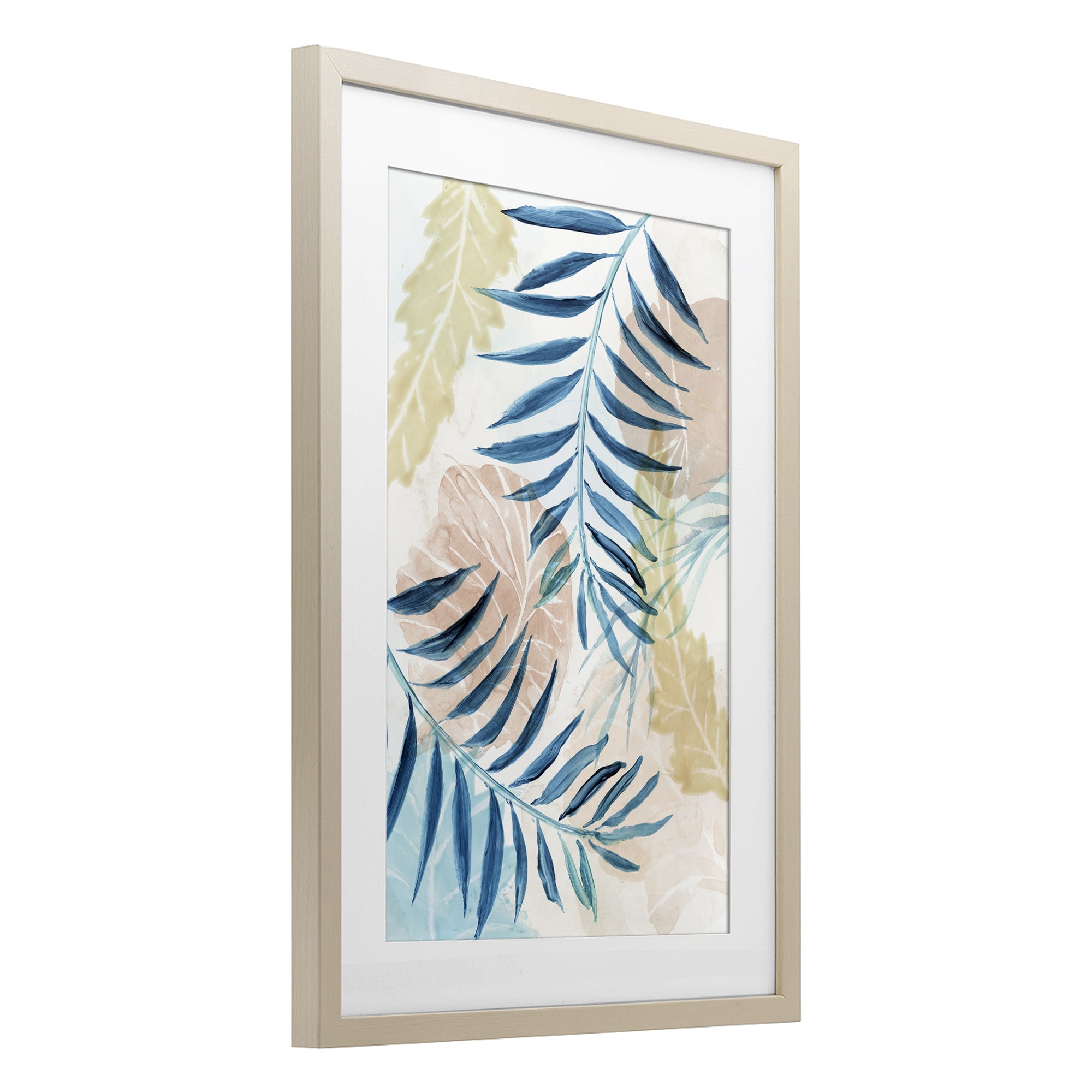 Stupell Industries Palm Fronds in Pastel Haze Birch Framed Print Under Glass, design by Nan