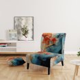 thumbnail image 2 of Designart "Orange Blue Abstract Fractal" Orange Modern Upholstered Accent Chair - Modern Arm Chair For Bedroom, 2 of 5