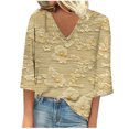 thumbnail image 1 of Blusa de Manga Corta Mujeres Cuello en V de Verano Impreso, Top Regular Casual Sexy para el Hogar Y el Uso Diario, 1 of 5