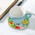 thumbnail image 5 of GZHJMY 1Pc Round Summer Tropical Palm Leaves and Flowers Ceramic Coasters with Cork-Backed for Coffee Drink, Cup Mat Absorbent Stone Coasters, 5 of 6
