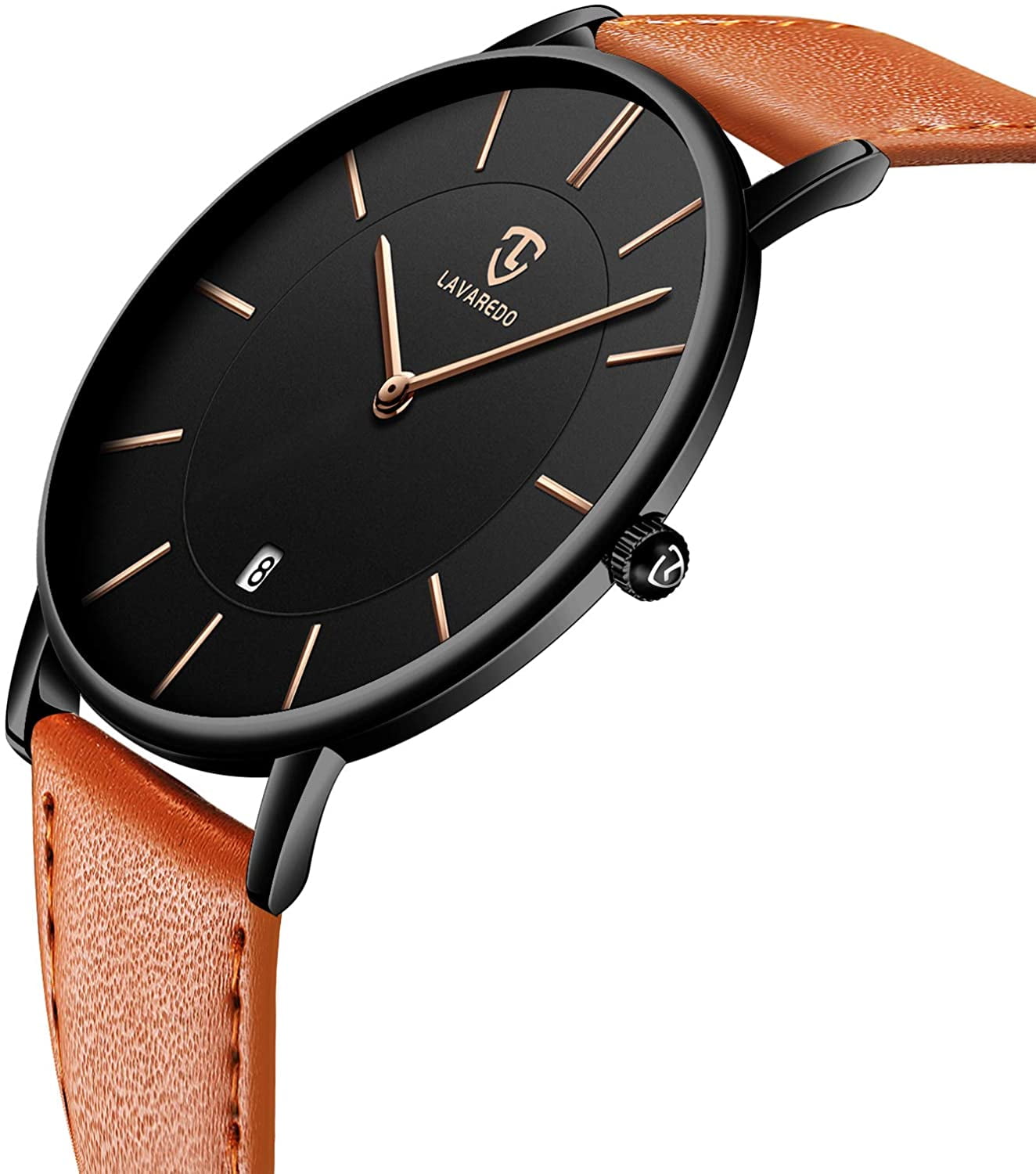 A ALPS Mens Watches Fashion Quartz Men's Watches Ultra Thin Minimalist Wristwatches with Leather Strap Gift for Man Father's Day Gifts