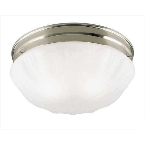 2 Light Flush with Pull Chain Brushed Nickel Finish with Frosted Fluted Glass