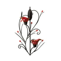 Zingz & Thingz Ruby Blossom Candle Wall Sconce - 14.75" - Red and Brown
