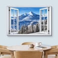 thumbnail image 3 of wall26 Canvas Print Wall Art Window View Snowy Mountain Range Pine Tree Forest Wilderness Nature Photography Realism Scenic Landscape Colorful Multicolor for Living Room, Bedroom, Office - 16"x2, 3 of 5