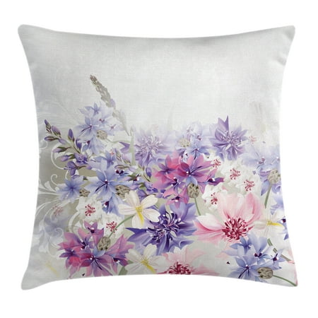 - Lavender Throw Pillow Cushion Cover, Pastel Cornflowers Bridal Classic Design Gentle Floral Wedding Decor Print, Decorative Square Accent Pillow Case, 16 X 16 Inches, Violet Pink White, by Ambesonne
