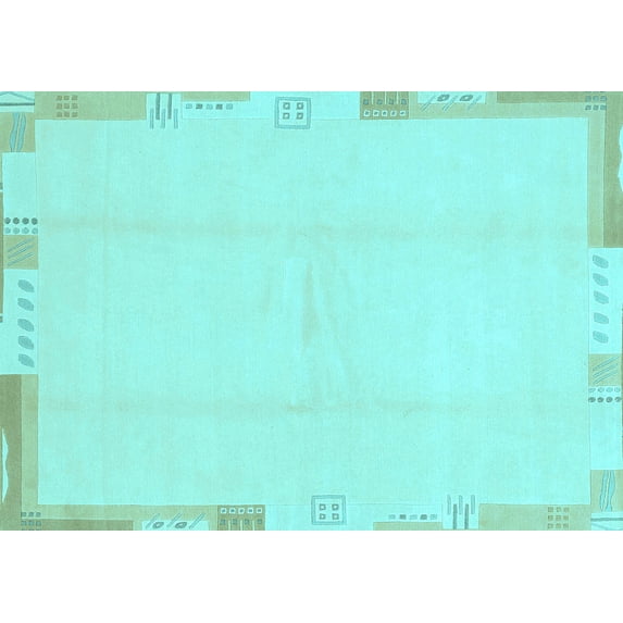 Ahgly Company Indoor Rectangle Solid Light Blue Modern Area Rugs, 4' x 6'
