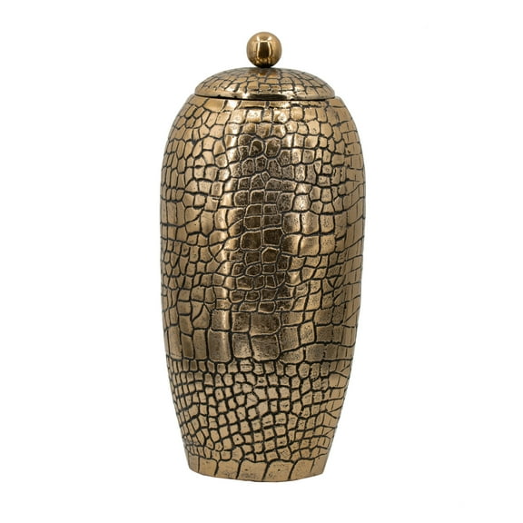 A&B Home Crocodile Textured Decorative Urn - 7"Dia. x 18" - Antique Gold