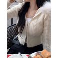 thumbnail image 2 of IAMSURE-cárdigan corto de punto con capucha para mujer, suéter de manga larga con cremallera, a la moda, otoño e invierno, 2023, 2 of 5