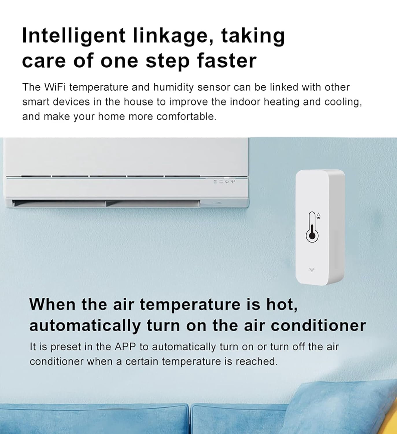 WiFi Temperature Humidity Sensor: Wireless Temperature Humidity Monitor with App Alert, Free Data Storage Export, Smart Indoor Thermometer Hygrometer Compatible with Alexa Google Assistant