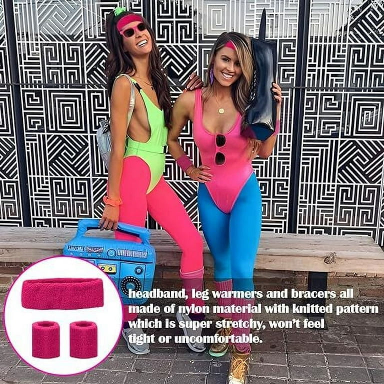 80s accessories outfit women 80s clothing women s set with bum bag headband leg warmers bracelets glasses and earrings for carnival neon 80s