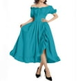 thumbnail image 3 of WTOBBY Women's Elegant And Beautiful Retro Drawstring Ruffle Dress - Feminine and Graceful Dress with Ruffle Accents, Ideal for Special Occasions or Retro Looks,Blue 2XL, 3 of 3