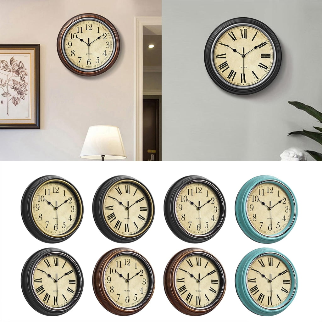 CIYISON Wall Clock 12'' Stylish Non Ticking Clocks Easy to Read Roman/Arabic Numerals