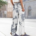 thumbnail image 5 of High Waisted Petite Wide Leg Palazzo Trousers, Boho Summer Beach Casual, Polyester Spandex, White S, Size S-3XL, 5 of 7