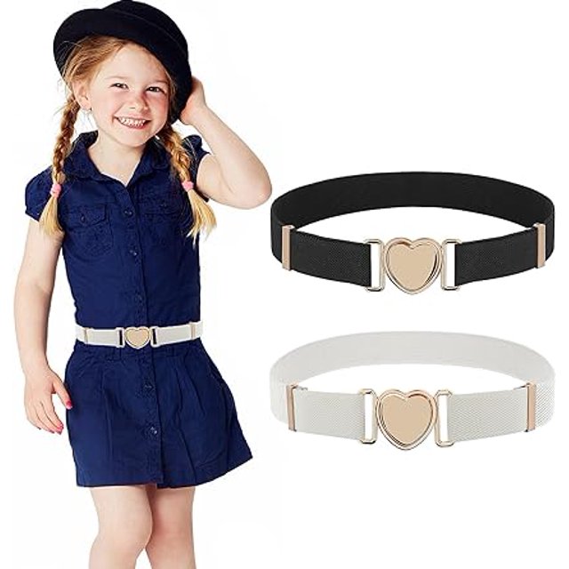 2 uds cinturón elástico para niñas cinturón ajustable para niños sin hebilla cinturones elásticos en forma de corazón para niñas y niños pequeños