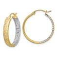 thumbnail image 1 of Quality Gold TF1576 14K with White Rhodium Polished Satin Diamond-Cut In & Out Hoop Earrings, 1 of 1