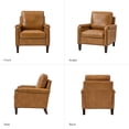 thumbnail image 6 of Tina's Home Mid-century Modern Genuine Leather Accent Armchair with Unique Arm Design, Nailhead Trim & Loose Cushion, Living Room / Bedroom Chair, Camel, Assembly Required, 6 of 8