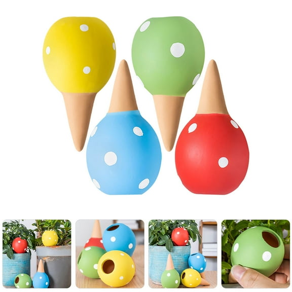 LEORX 4Pcs Terracotta Self Watering Spikes Ceramic Plant Hydration Devices For Indoor Plants 11.8X2.4X2.4In