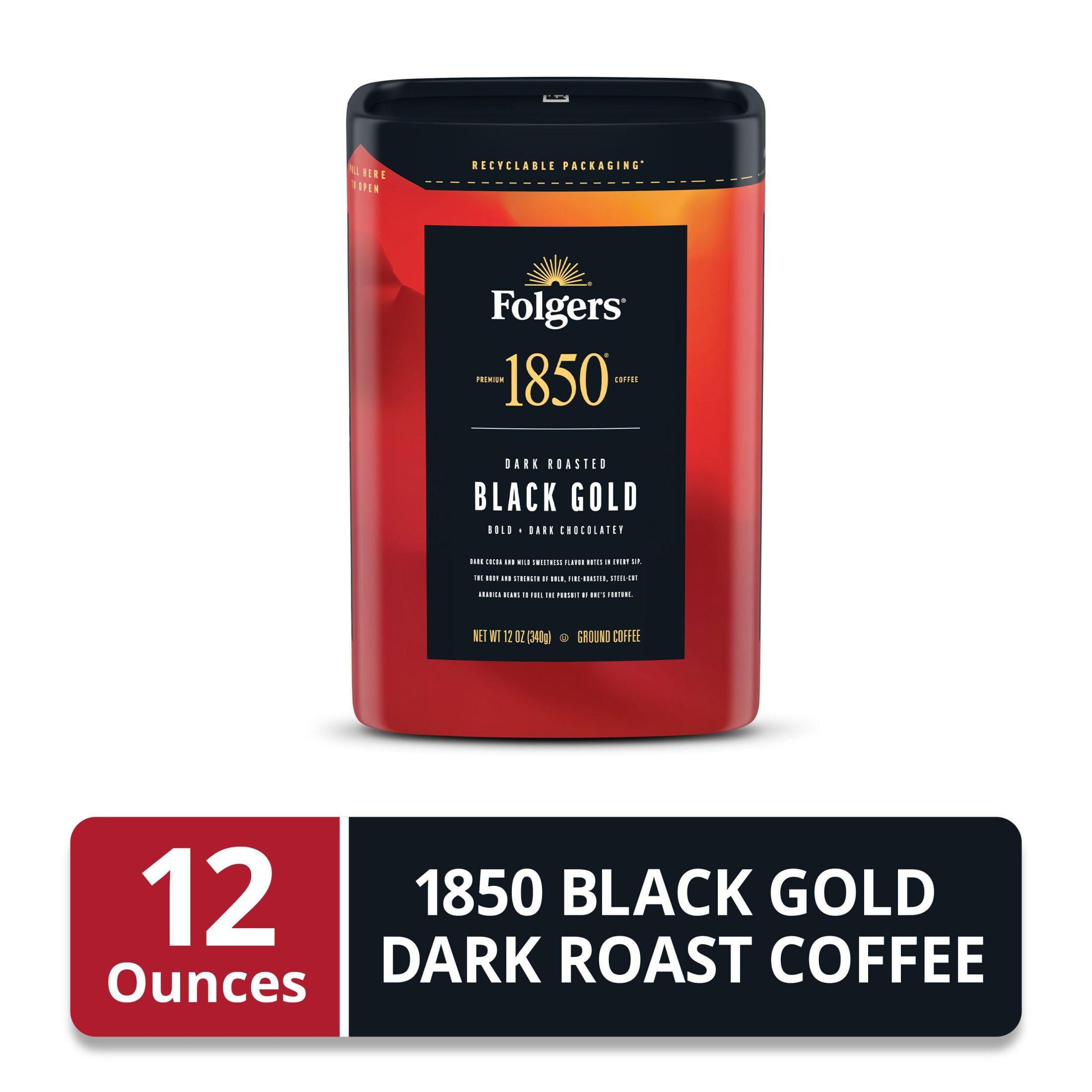 CubiCoffee Haven 1850 Black Gold Dark Roast Coffee, 12 Ounce Recyclable Canister(Pack of 4)