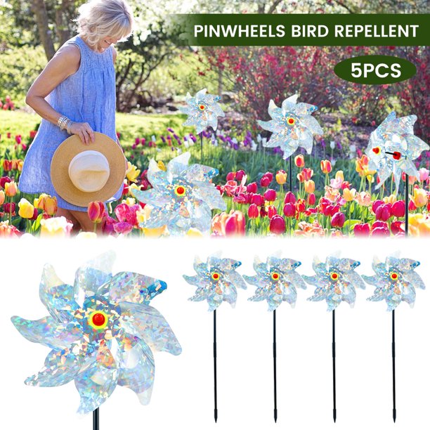 GUSTVE Bird Blinder Repellent Pinwheels Effectively Keep Birds Away