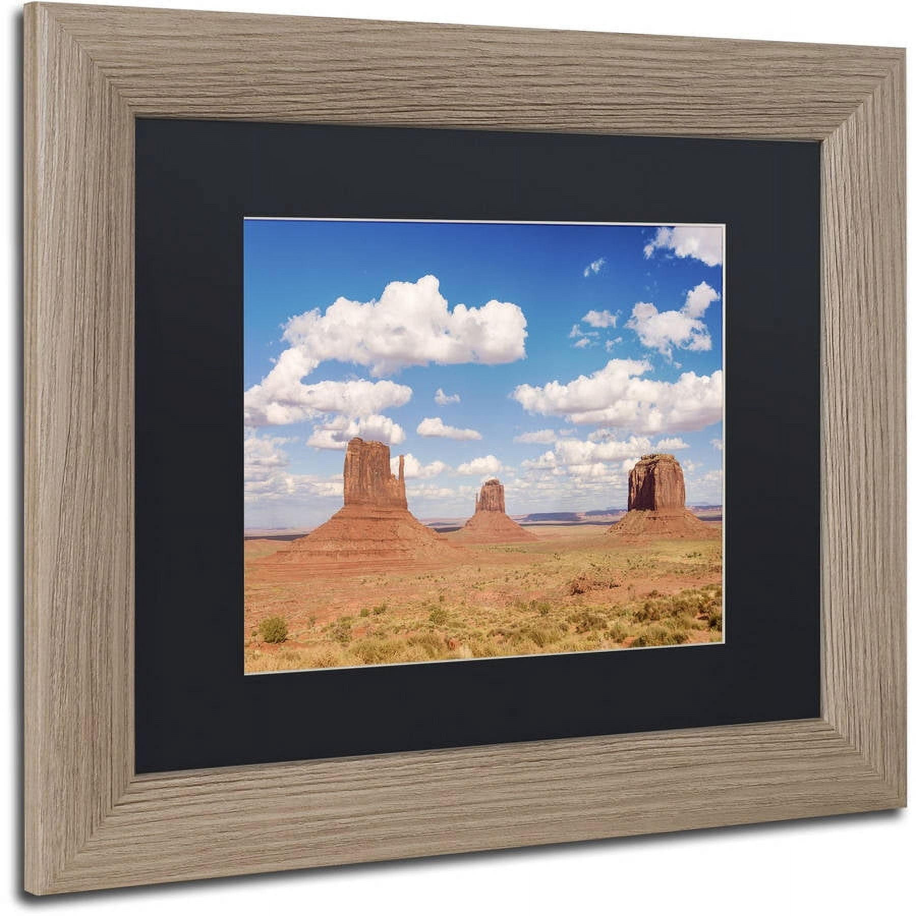 Trademark Fine Art "Three Buttes" Canvas Art by Michael Blanchette Photography Black Matte, Birch Frame