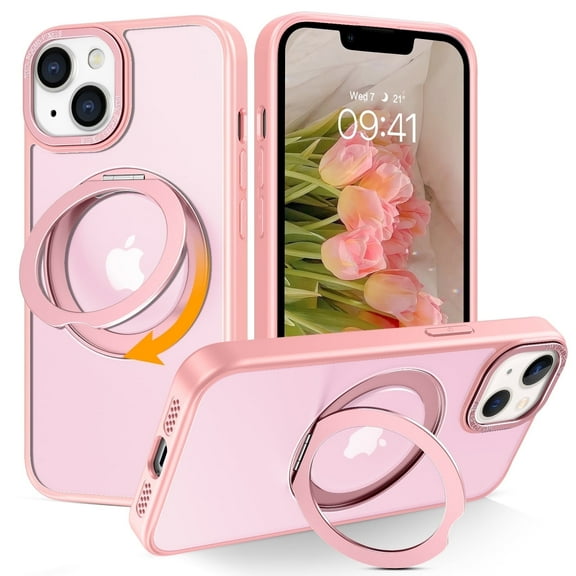 VENINGO Magnetic for iPhone 13 Case & iPhone 14 Case with Stand Compatible with Mag-safe, Shockproof Cute Girls Women Protective Cover Case 6.1" ,Pink