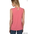 thumbnail image 4 of Zenana Women & Plus Slim Fit Round Neck Sleeveless Front Neck Pleated Blouse Tops w/Keyhole Back, 4 of 5